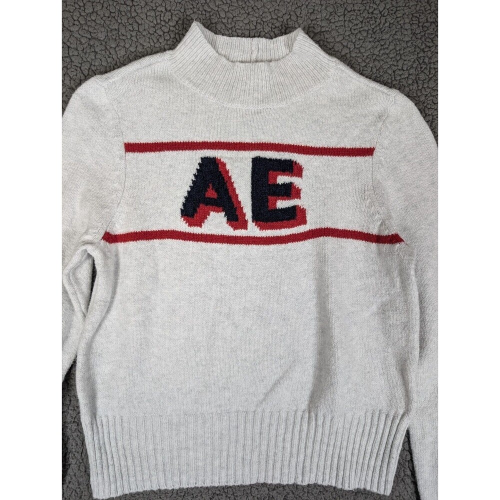 American Eagle Outfitters Vintage Mock Neck White Sweater Small Cotton Blend